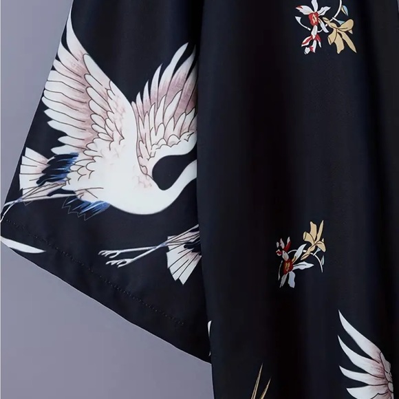 Unisex crane kimono Robe - Picture 13 of 15